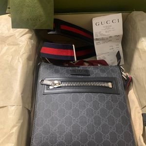 GUcci mens GG Black messenger bag